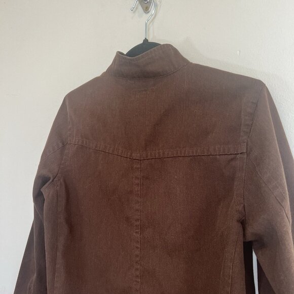 SF415 Full Zip Short Jacket Brown Poly-Cotton Blend Zip Cuff M - Picture 9 of 16